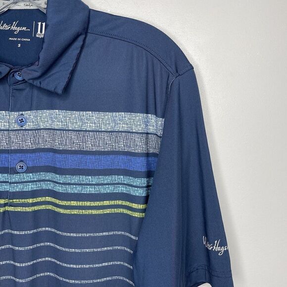 WALTER HAGEN Shirt Mens Small S Navy Blue Stripe Performance Polo Golf - Picture 2 of 8